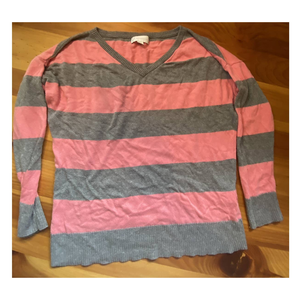 Size XS - NY&Co. Striped 3/4 Sleeve Relaxed Fit Sweater